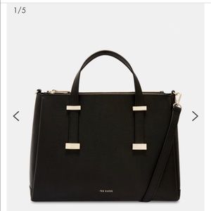 Ted Baker Adjustable Handle Leather Tote Black